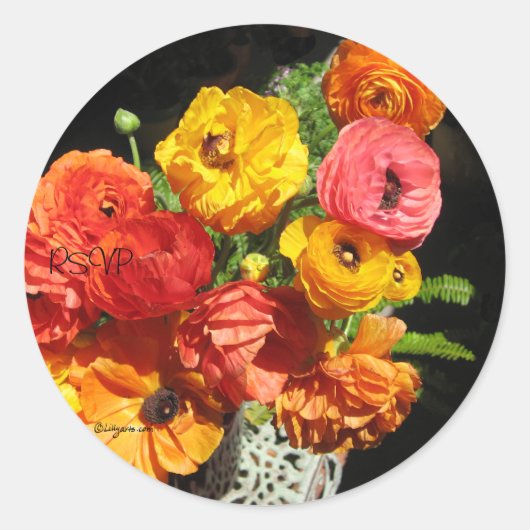ラヌンキュラス花RSVPのシ結婚ールシール ラウンドシール (正面)