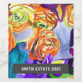 ラヌンキュラス虹彩水彩フローラワインラベル ワインラベル (シングルラベル)