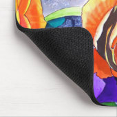 ラヌンクルスとアイリスの水彩画 マウスパッド (コーナー)