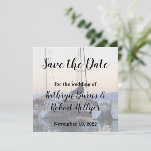 ラハイナハーバーウェディングカタマラン日付を保存 案内状 (スタンド正面)