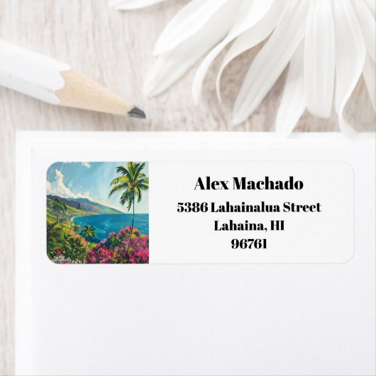 ラハイナマウイハワイビーチコースト差出人住所 ラベル (インサイチュ)