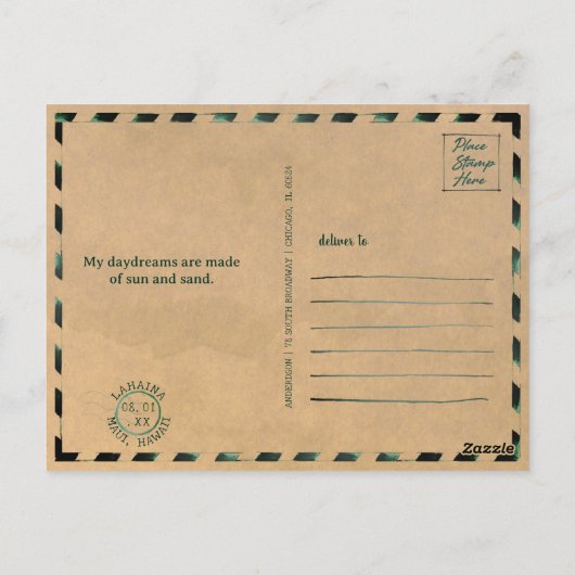 ラハイナマウイハワイレトロサンセットサミナーズ1950s ポストカード (裏面)