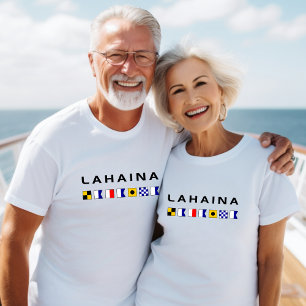 ラハイナマウイ海航海の事信号フラグ大人 Tシャツ