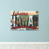 ラハイナ，ハワイ – ラージレターシーン キャンバスプリント (インサイチュ (ウッドフロア))