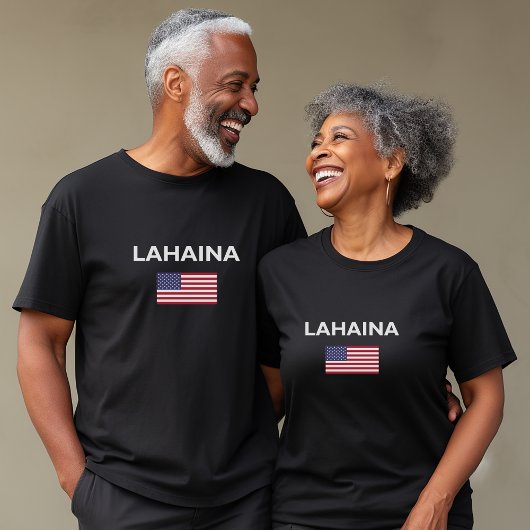 ラハイナUSAアメリカ国旗のダークカラー Tシャツ