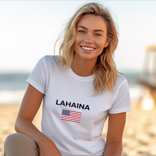 ラハイナUSAアメリカ国旗のライトカラー Tシャツ