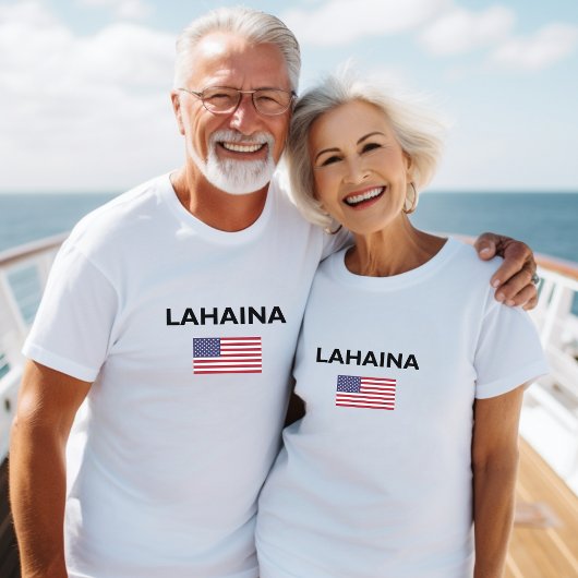 ラハイナUSAアメリカ国旗のライトカラー Tシャツ