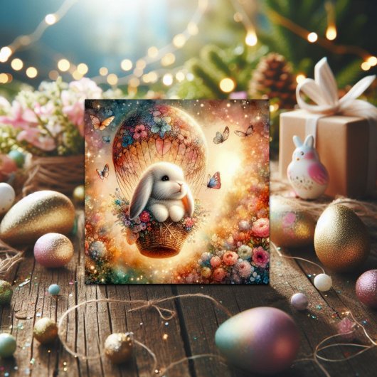 ラバお洒落スの水の色ホットエアバルーンイースター シーズンカード