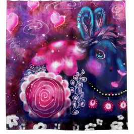 ラバお洒落スグラモールバニー誕生日 シャワーカーテン