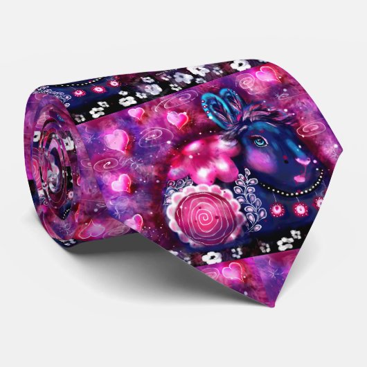 ラバお洒落ス「グラマー・バニー」ピンク・パープル ネクタイ (ロール)