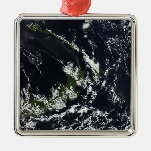 ラバウルのカルデラからの火山のプルーム メタルオーナメント (正面)