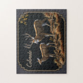 ラバシカの木びき台および雌ジカの灰色のカスタム ジグソーパズル (縦)