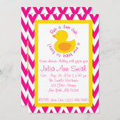 ラバダブベイビーシャワー招待状 - ピンク 招待状 (正面/裏面)