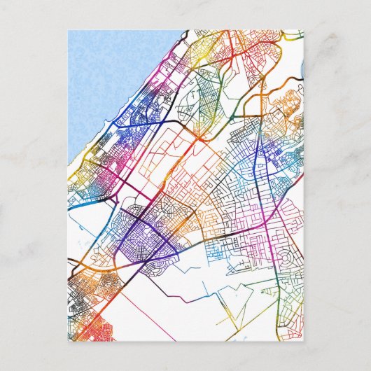 ラバットモロッコシティの地図 ポストカード (正面)