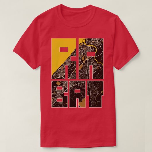 ラバットモロッコシティマップタイポグラフィパステル Tシャツ (デザイン正面)