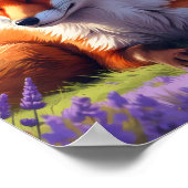 ラバモダンカラフルン畑の鮮やかキツネ ポスター (角)