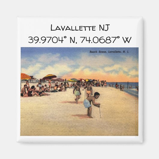 ラバレットNJマップ座標ヴィンテージスタイル マグネット (正面)