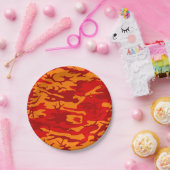 ラバレッド迷彩柄 ペーパープレート (パーティー)