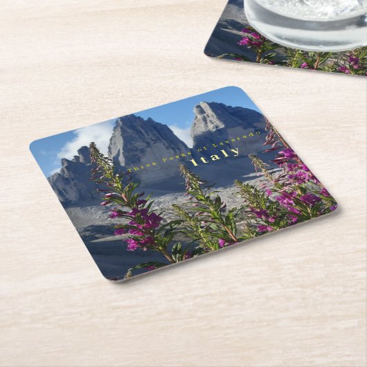 ラバレードワイルドフラワーイタリアの3つのピーク スクエアペーパーコースター (アングル)