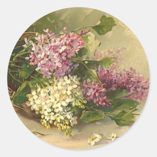 ラバンダーアンドホワイト美しい ラウンドシール (正面)