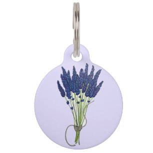 ラバンダーバンチハーブパープルフラワーガーデン ペット ネームタグ