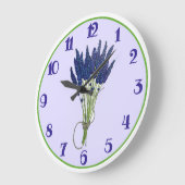 ラバンダーバンチハーブパープルフラワーガーデン ラージ壁時計 (傾斜)
