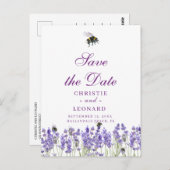 ラバンダーパープルシンプル日付の保存 ポストカード (正面/裏面)