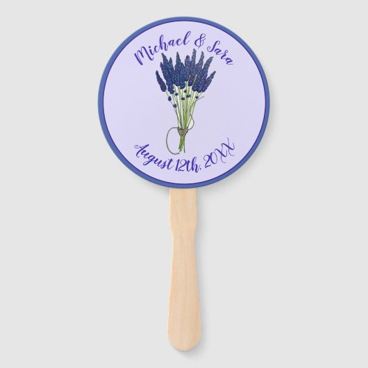ラバンドゥラベンダーフローラパープル結婚式の引き出物 ハンドファン (正面)
