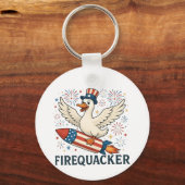 ラバーおもしろいダックUSA愛国的な婚約者4th キーホルダー (正面)