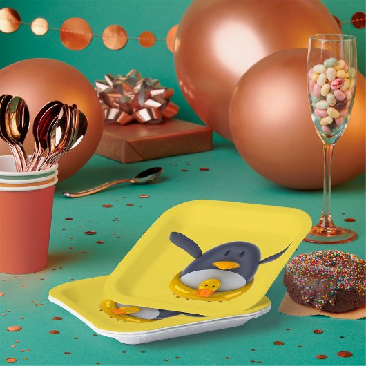 ラバーアヒルのペンギン紙プレート ペーパープレート