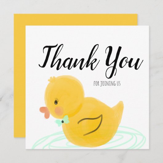 ラバーアヒルの水色ベビーシャワーありがとう (正面/裏面)