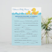 ラバーアヒルの赤ちゃんシャワーを親に伝えるメッセージ (スタンド正面)