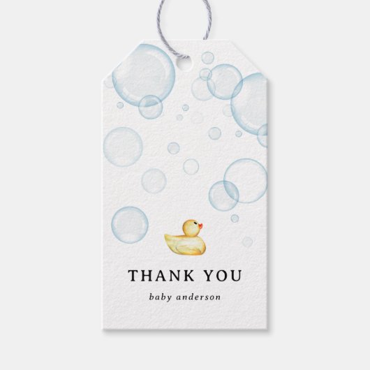 ラバーアヒル赤ちゃんシャワーありがとうメッセージカード ギフトタグ (正面)