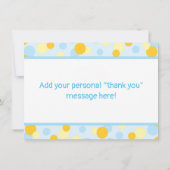 ラバーアヒル赤ちゃんシャワーありがとう青と黄色 サンキューカード (裏面)