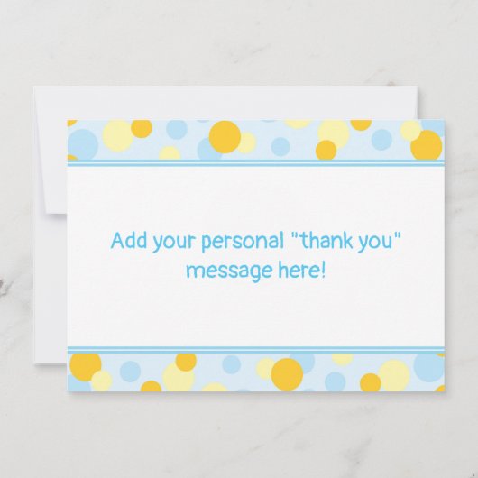 ラバーアヒル赤ちゃんシャワーありがとう青と黄色 サンキューカード (裏面)