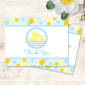 ラバーアヒル赤ちゃんシャワーありがとう青と黄色 サンキューカード
