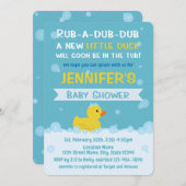 ラバーアヒル赤ちゃんシャワ男女兼用ー 招待状 (正面/裏面)