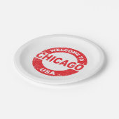 ラバーインクスタンプへようこそシカゴUsa ペーパープレート (アングル)