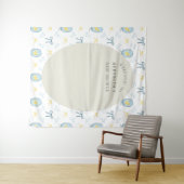 ラバーエレガントダッキー(アヒルちゃん)リボン赤ちゃんシャワー背景 タペストリー (インサイチュ(横))