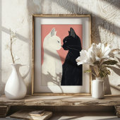 ラバーキャッツバレンタイン猫科の動物パステルアートプリント ポスター