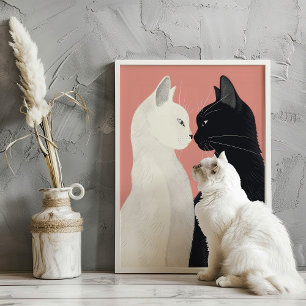 ラバーキャッツバレンタイン猫科の動物パステルアートプリント ポスター