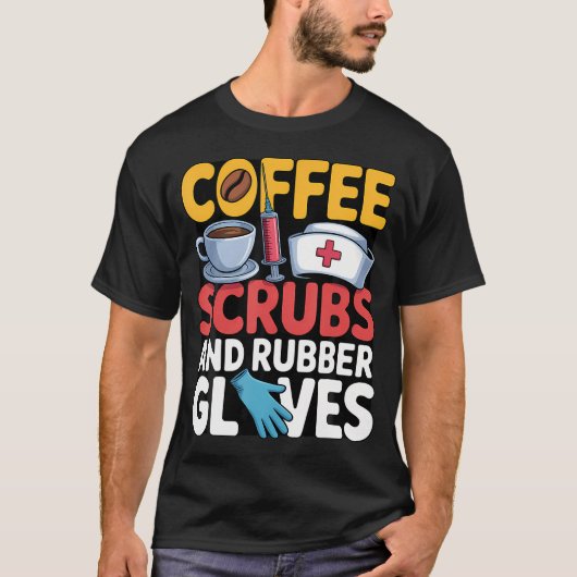 ラバーコーヒースクラブグローブ 看護師 医療従事者 Tシャツ (正面)