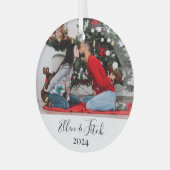 ラバーズイメージ名前をカスタムするパーソナライズされたクリスマス ガラスオーナメント (正面左)