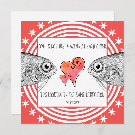 ラバーズ注視ユニークサンテグジュペリ引用文バレンタイン シーズンカード (正面/裏面)