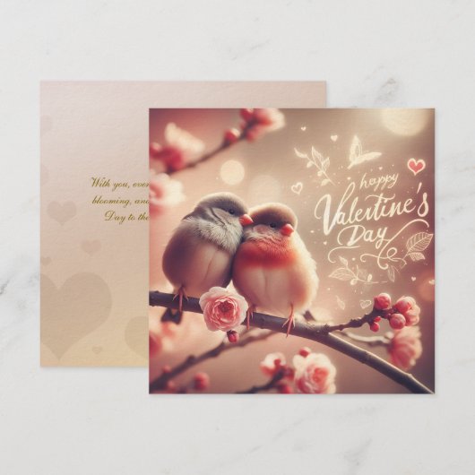 ラバーズ バレンタインデー カード - かわいい & エレガント (正面/裏面)