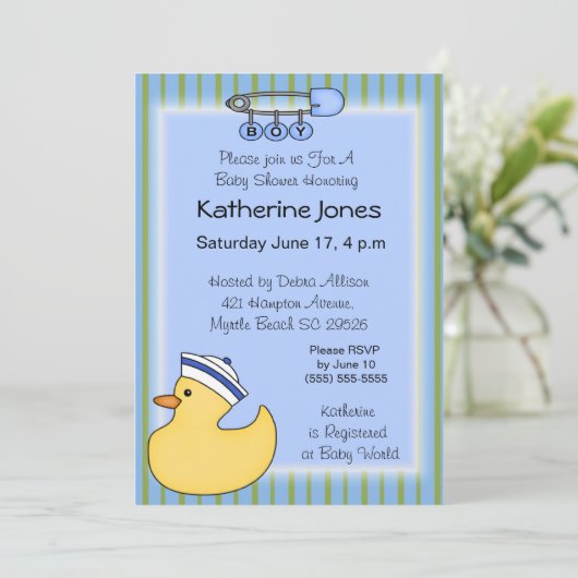 ラバーダッキーシャワー招待状 招待状 (スタンド正面)