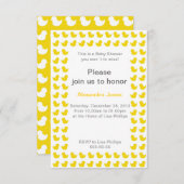 ラバーダッキー（アヒルちゃん）のベビーシャワー（黄色）への招待 招待状 (正面/裏面)