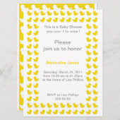 ラバーダッキー（アヒルちゃん）のベビーシャワー（黄色）への招待 招待状 (正面/裏面)