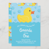 ラバーダッキー(アヒルちゃん)カウトキッド第1誕生日パーティーダック 招待状 (正面/裏面)