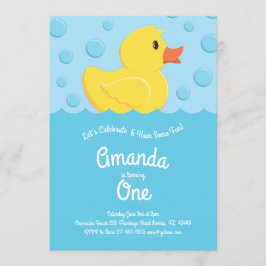 ラバーダッキー(アヒルちゃん)カウトキッド第1誕生日パーティーダック 招待状